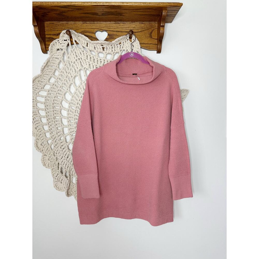 Free People Rose Pink Funnel Neck Sweater Size XL